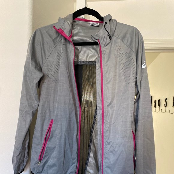 ASICS Jackets \u0026 Coats | Waterproof Jacket | Color: Gray/Pink | Size: M | Rosiep42's Closet